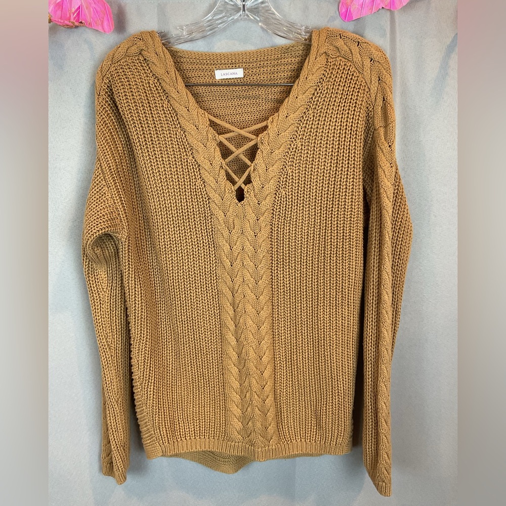 Lascana Golden Brown Lace Up Sweater- Size 4-6 - Picture 2 of 8
